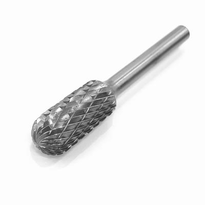 China Double Cut Metal Cylindrical Burr Cutter Double Cut On 1/4'' Shank Die Grinder Drill Bit for sale