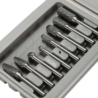 China Voltooide wolfraamcarbide boor set 8pcs standaard dubbel gesneden carbide boor tool Te koop