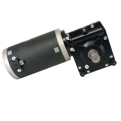 China 1224V DC Motor 25Mm Totally Enclosed Shaft 50Rpm 100Rpm Brush Worm Gear Motor For Spreader for sale