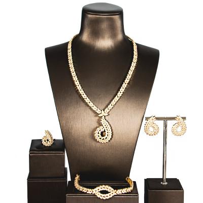 China Simple PALATE CLASSIC fashion LAN zircon jewelry sets four pieces of ring bracelet necklace earrings for sale