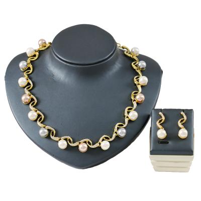 China CLASSIC LAN PALACE fashion anniversary pearl jewelry sets for women necklace and stud earrings jewelry sets cheap wholesale price for sale