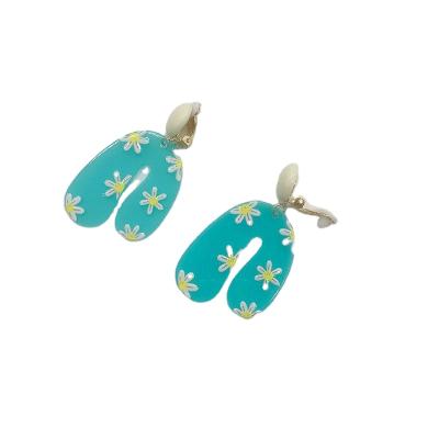 China FASHIONABLE color transparent flower earrings set female wild earrings without pierced ear clips for sale