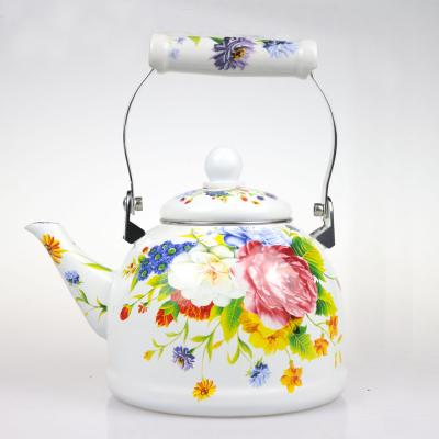 China LANFLORA Handmade Enamel Fashion Pot 1.5L Environmental Protection Cookware Kettle Viable Kitchen Porcelain Cooking Pot Wholesale Price for sale