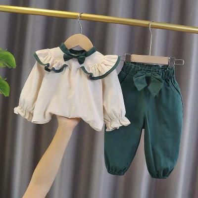 China Girls' clothing 2021 new sweet shirt children's spring and autumn suits girls small fashion two-piece suit for sale