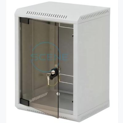 China SPCC Cold Rolled Steel 10 Inch 4U SPCC Glass Front Door Wall Mount Server Cabinet for sale