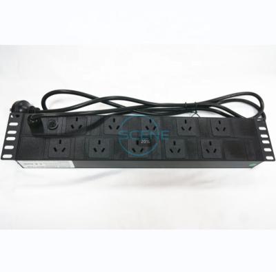 China Data Center Server Rack 2U PDU 10 Ways AUS Plug Power Supply Type With Overload Protection for sale