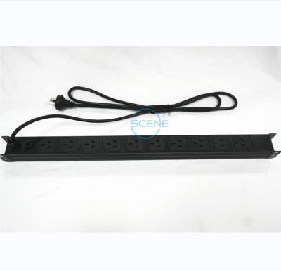 China Data Center Server Rack 1U PDU 250VAC 50/60HZ 10 Ways AUS Plug Power Distribution Unit With Overload Protection for sale