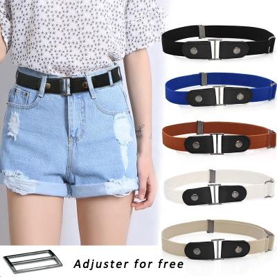 China Adjustable Plus Size Men Stretch Waist Adjustable Invisible Elastic Women No Buckle Free Belt For Jeans Pants for sale