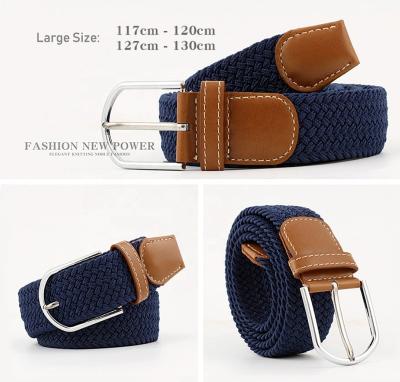 China Solid Color Cm Woven Canvas Fabric Extra Long Jeans 120 130 Plus Size Men Elastic Knit Braid Stretch Belt For Women Pants for sale