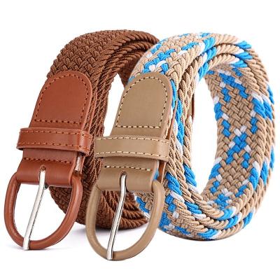 China Braided Free Buckle High Stretch Multicolor Adjustable Web Woven Stretch Elastic Waistband Elastic Belt For Woman Man for sale