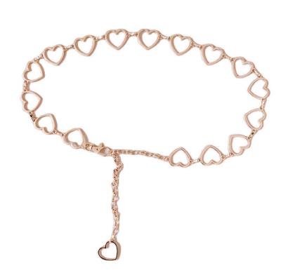 China Cool simple supple heart-shaped chain girl ladies bulge heart-shaped metal chain belt for women dress for sale