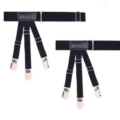 China High Quality Adjustable Elastic Garter Belt Shirt Pan Bracket Men T-shirt Elastic Military Stays With Anti Slip 6 Lock Clip for sale