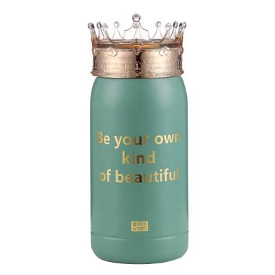 China 304 Stainless Steel 300ml Thermoses Viable Exquisite Diamond Crown Lid 3862V Vacuum Bottle For Women Gift for sale