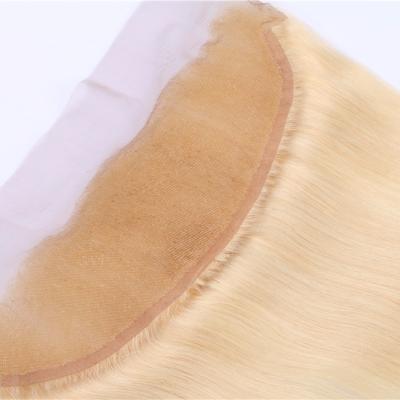 China 613# Color Natural Silk Straight Blonde Lace Frontal Hairline Wave Frontal Closure for sale