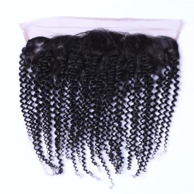 China Jerry Curl Virgin Brazilian Human Hair 13*4 Curly Lace Frontal Closure For Women for sale