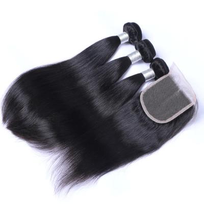 China Jerry Curl Human Hair Lace Closure, Brazilian Straight Virgin Hair Weave Bundle With Closure for sale