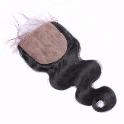 China Loose Undetectable Top Natural Hairline Knot Closure Silk Low Wave Closure Hair 4*4 Closure For Women for sale