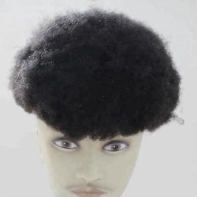 China HZXHair High Quality Afro Hair Toupee For Men Black Color Men Hairpieces 8*10 for sale