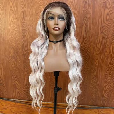 China 2021 Hot Selling Body Wave Ombre Color 13x6 HD Human Hair Lace Front Wigs For Black Women for sale