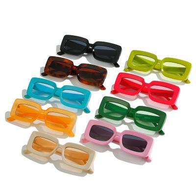 China Fashion Sunglasses 329405 2022 Small Square Jelly Women High Quality Sun Glasses Candy Colorful Rectangle Sunglasses Retro Clear Lens for sale