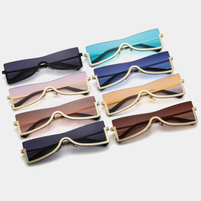 China Cat Eye 32035 New Fashion Unique Metal Frame Half Sun Glasses For Women Luxury Brand Cat Eye Shades Sunglasses One Piece UV400 for sale