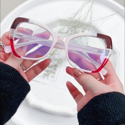 China Other Trendy TR90 CP Cat Eye Colorful Optical Frames Anti Blue Light Blocking Glasses Lenses For Women for sale