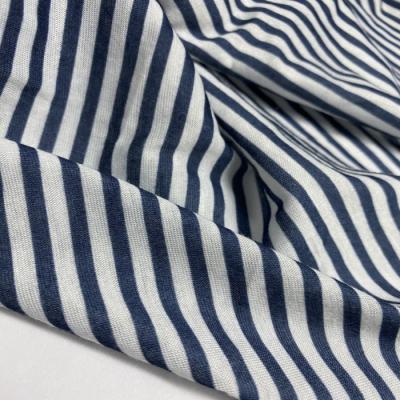 China Antistatic Black And White Stripes Fabric Printing Interlock Fabric / Sheer Interlock Crinkle Stripe Knit Fabric for sale