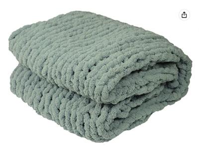 China Large Anti-Static Yarn Hand Knit Soft Baby Chenille Throw Chenille Yarn Blanket Blanket for sale