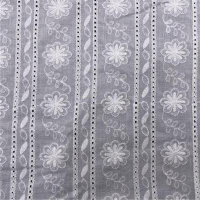 China Big Selling Embroidered Breathable Fabric Cotton 90*88 White Cotton Embroidered Cut Out Fabric Hole Embroidery for sale