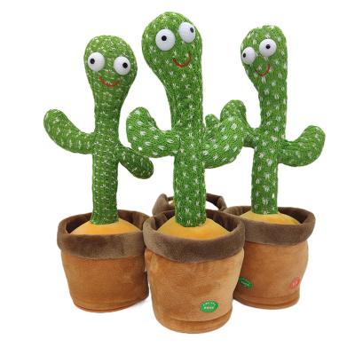 China Hot Selling Plush 32cm Funny Cactus Dancing Talking Electronic Cactus Toy Dancing Shake Dance Singing Cactus for sale