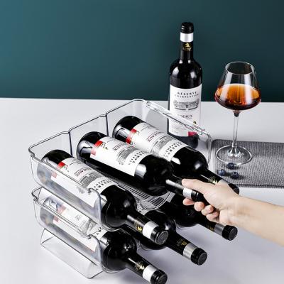 China Stackable Wine Glass Rack Wine Rack Liquor Shelves Modern Stackable Water Bottle Organizer Plastic Carton Box Hotel Decoration for sale