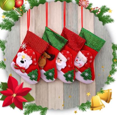 China Lovely Christmas Socks Gift Decorations Santa Claus Tree Socks Christmas Hanging Bag for sale