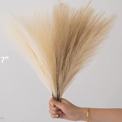 China Wedding 7 Branches 45cm Length Premium Natural Faux Artificial Pampas Grass For Decor for sale