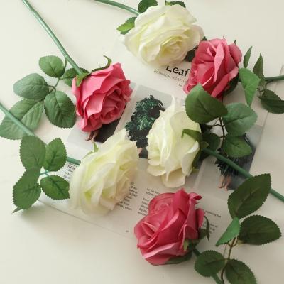 China Wedding Event Handmade Plastic Rose Flower Artificial Single Stem Rose Mix Color Home Decoration for sale