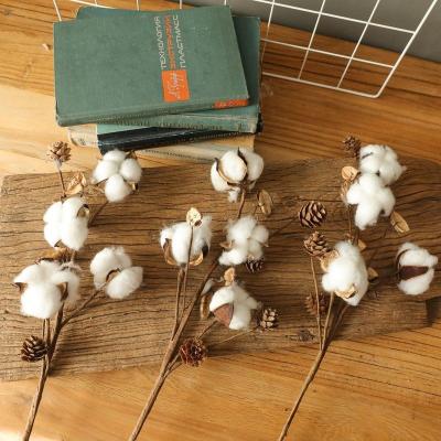 China Wedding event home decoration hot sale dried pine cotton artificial flower cotton flower for home decor for sale