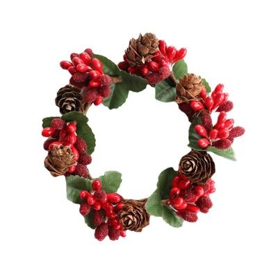 China Wedding Simulation Artificial Red Christmas Berry Wreath For Front Door House for sale