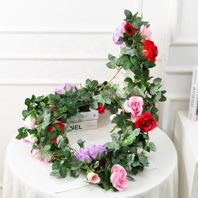 China Natual Touch Plastic Fake Flower Artificial Pink Rattan Pendant Ivy Garland For Room Home Decor for sale