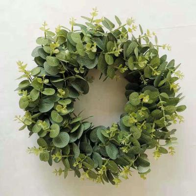 China Wedding Amazon Hot Sale Artificial Leaves Green Eucalyptus Garland For Front Door Wreath for sale