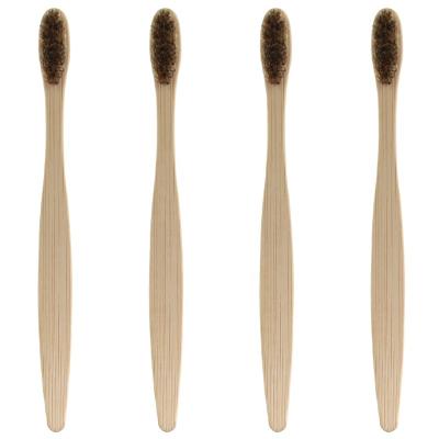 China Wholesale Disposable Bamboo Toothbrush Soft Flat Bamboo Handle Degradable Charcoal Bristle Toothbrush Can Be Used For Adults for sale