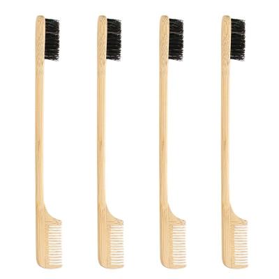 China Wholesale Bamboo Eco-friendly Comfortable Logo Eyebrow Brush Custom Boar Hair Hair Edge Control for sale