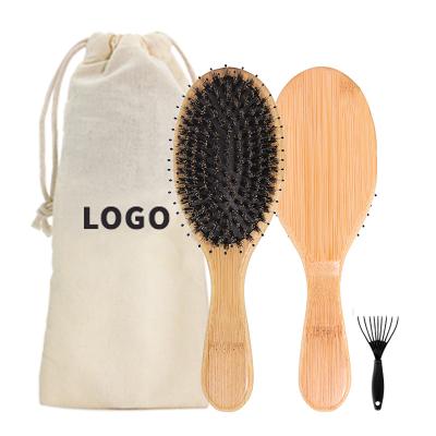 China Cushion Professional Customize Logo Private Label Wood Handle With Boar Hair Air Cushion Paddle Brush for sale