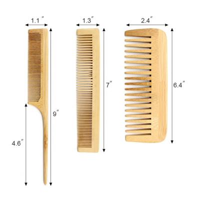 China Promotional Naturally Eco-Friendly Northern Pintail Departure And Fine Wide Tooth Combs Custom Private Label Brush Comb Set Bamboo Comb With Logo for sale