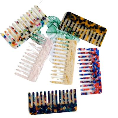 China Marble Comfortable Private Custom Portable Cushion Leopard Hair Anti Static Acetic Acid Logo Tooth Comb Wide Tooth Comb for sale