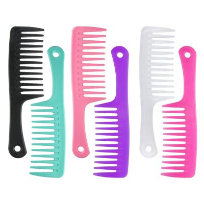 China Wholesale Custom Comfortable LOGO Detangling Hair Comb Heat-Resistant Large Tooth Plastic Hair Comb Wide Tooth Shower for sale