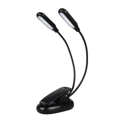 China 3 Brightness 10 Adjustable Gooseneck LED Dual Light Arms Travel Clip On Flexible Light Fill USB Bedroom Stand Desk Lamp Book Convenient Reading for sale