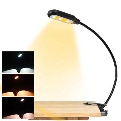 China 3 Brightness 5LED USB Rechargeable Book Light, Easy Clip On Reading Lights Bed, Adjustable Brightness 3 Eye-care With Gooseneck for sale