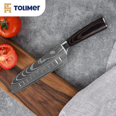 China 7 Inch Viable Custom Colorful Wooden Santoku Knife 4CR13 Stainless Steel Handle Kitchen Knife Japanese Santoku Knife for sale