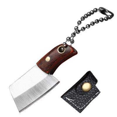 China Mini Ready to ship hot sale 3CR13 stainless steel blade colored wood+copper mini nail handle knife portable mini knife key chain for sale