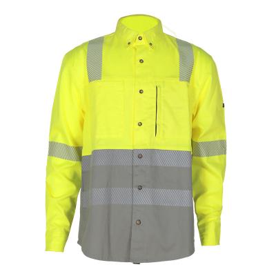 China Wholesale Customized Firefighter Clothing Fire Retardant Work Wear Customized Frank Henley Tee Shirts High Visibility Long Sleeve Shirts for sale