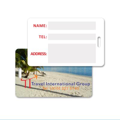 China PVC factory printing custom logo design plastic bag tag luggage tag with transparent buckles for sports for sale